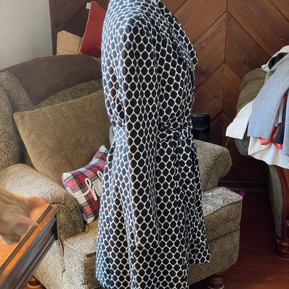 DM New York Black Cream Coat Cotton Knit Button Down Collared size large dotted - Picture 5 of 12